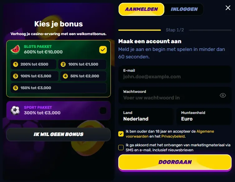 Registreren bij Wino Casino — in drie stappen klaar om te spelen